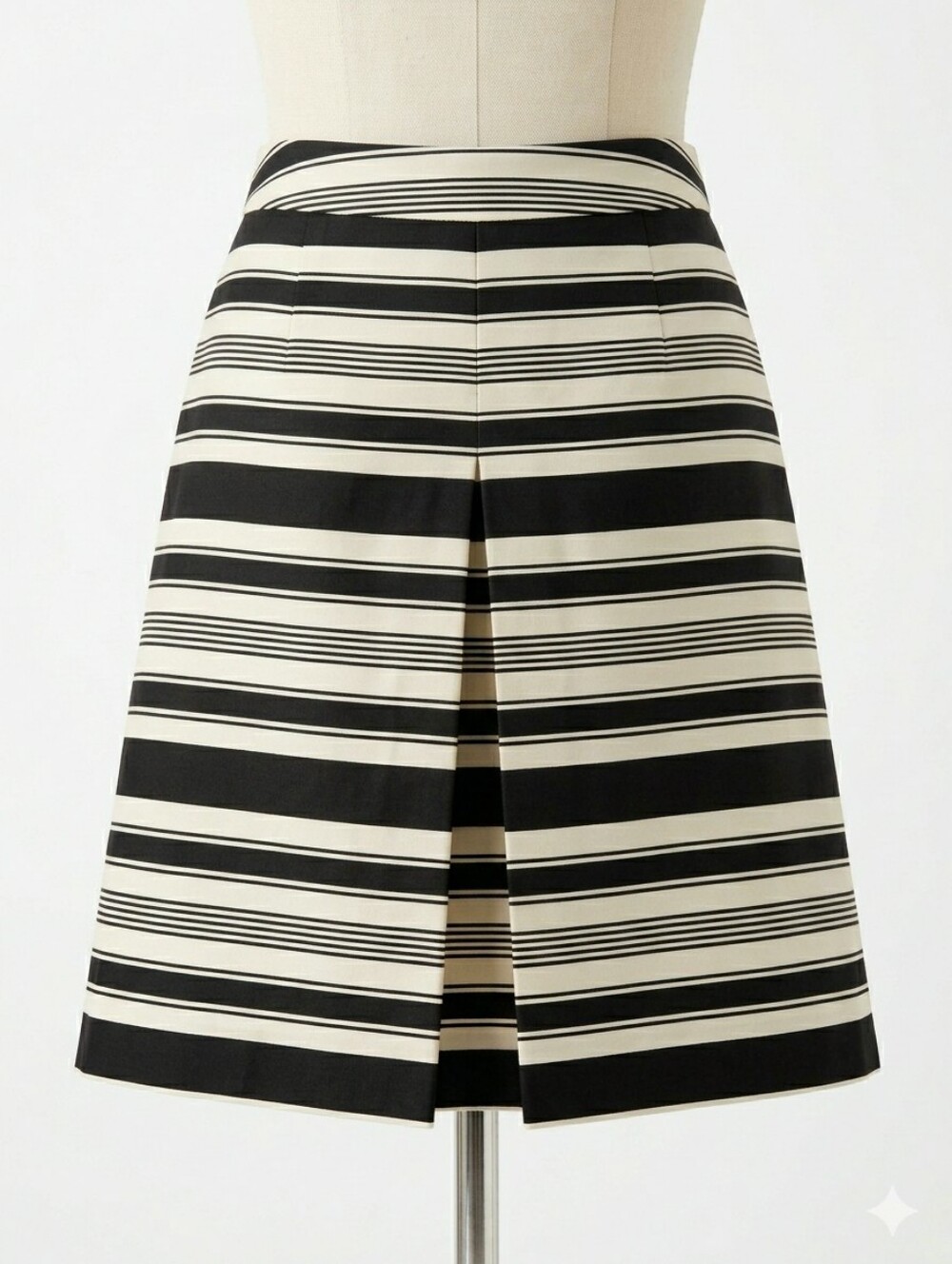 Vintage Valerie Bertinelli Striped A-Line Skirt Pleated Black Off-White Size 10